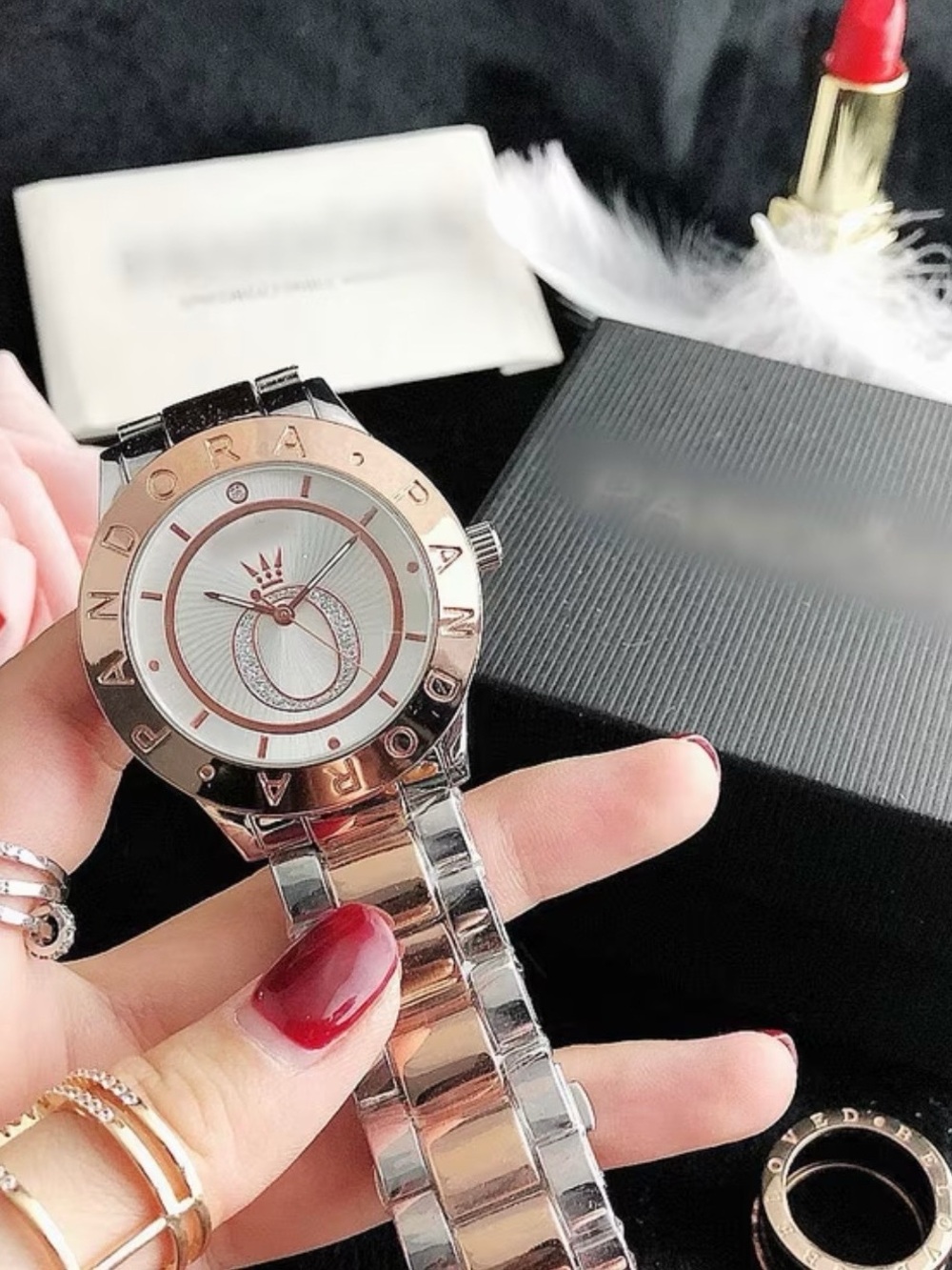 Pandora Two-Tone Silver and Rose Gold Bracelet Watch